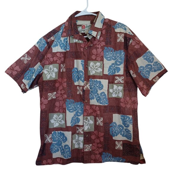 Hilo Hattie Other - Hilo Hattie Shirt Hawaiian Original Vintage Rust Reverse Floral Print Mens Large